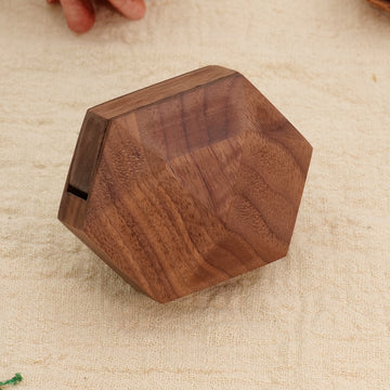 Yookin 3D Hexagonal-Shaped Fixed-Axis Rotating Ring Box - Premium Wood with Flat Facets & Smooth Rounded Intersections | Proposal Design