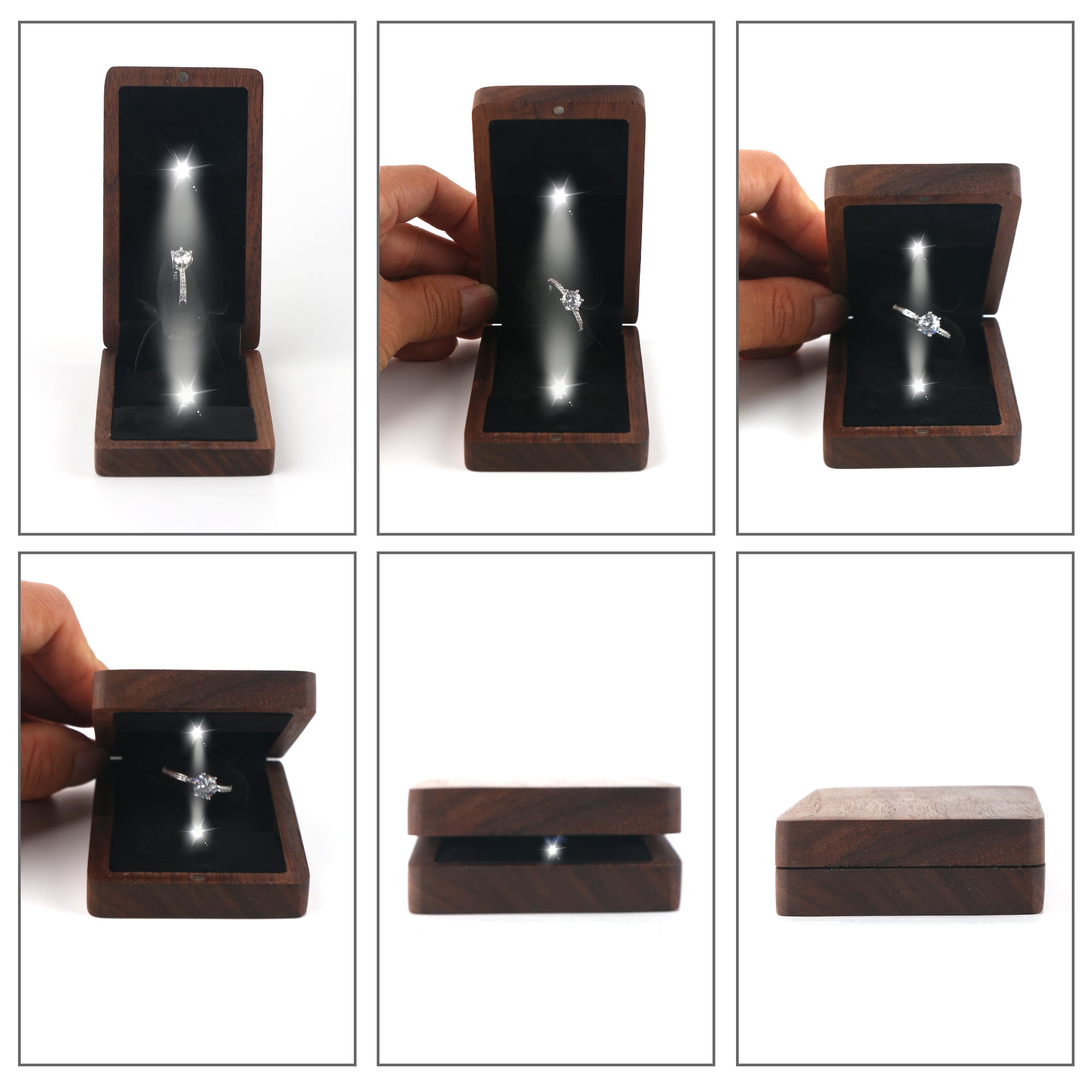 Yookin Creative LED Light-Up Ring Box - Flip-top & Geometric Rotating Design | Proposal Keepsake with Sense of Ritual
