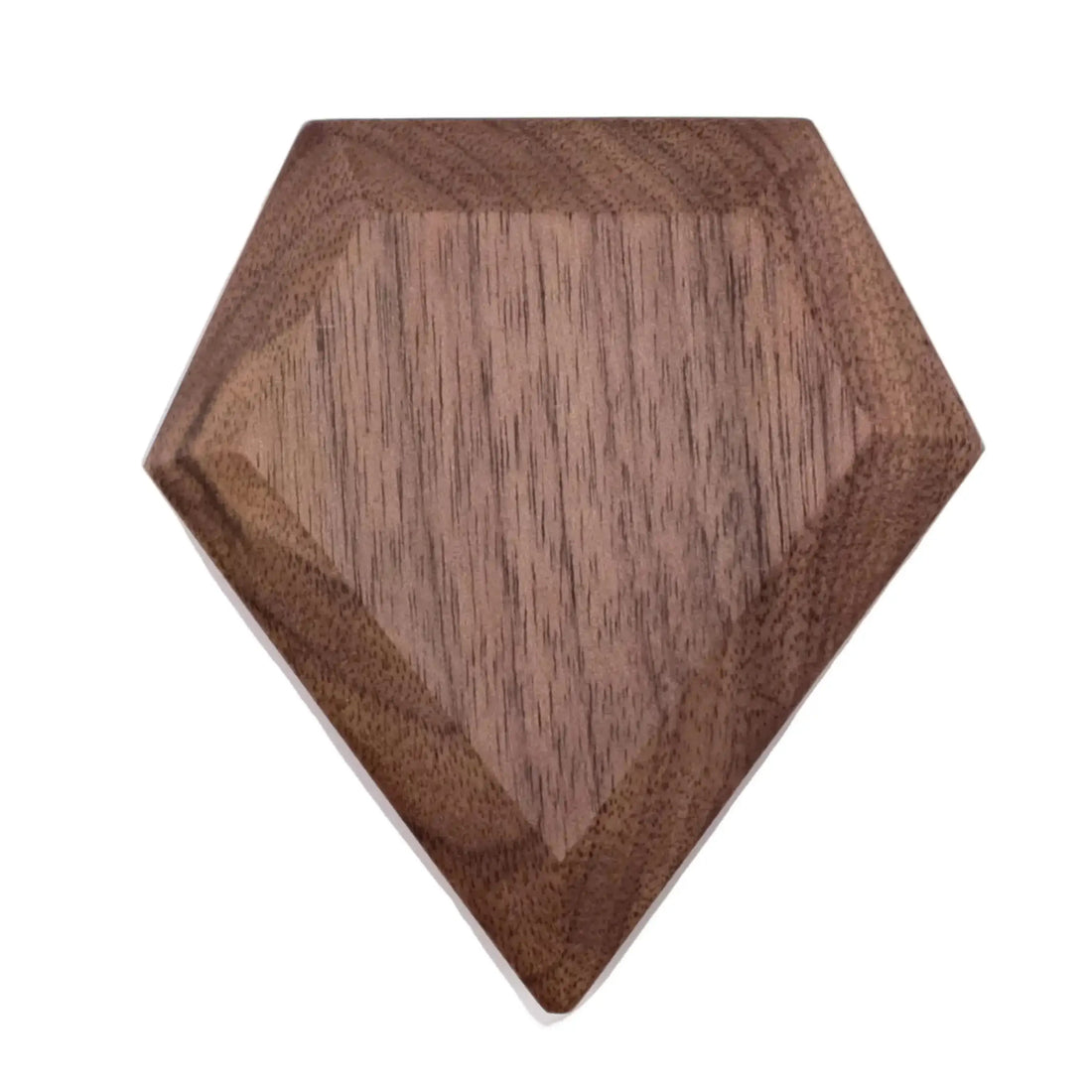 Black walnut 3D diamond-shaped ring box closed - geometric faceted design with sharp edges