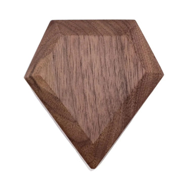 Black walnut 3D diamond-shaped ring box closed - geometric faceted design with sharp edges