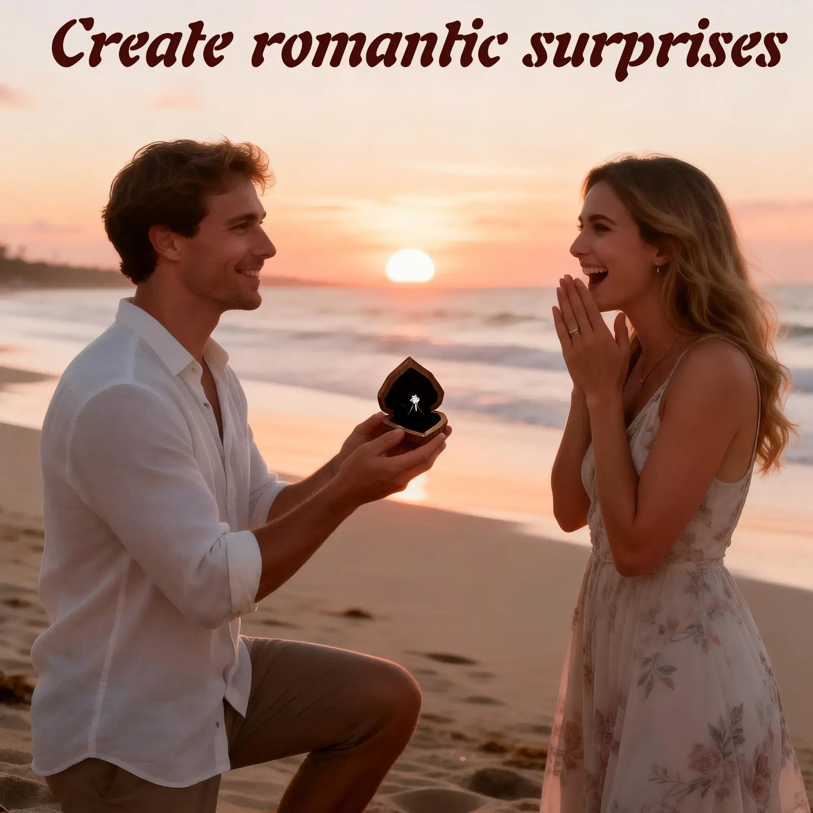 Create romantic surprises - 3D heart ring box proposal and engagement scene display
