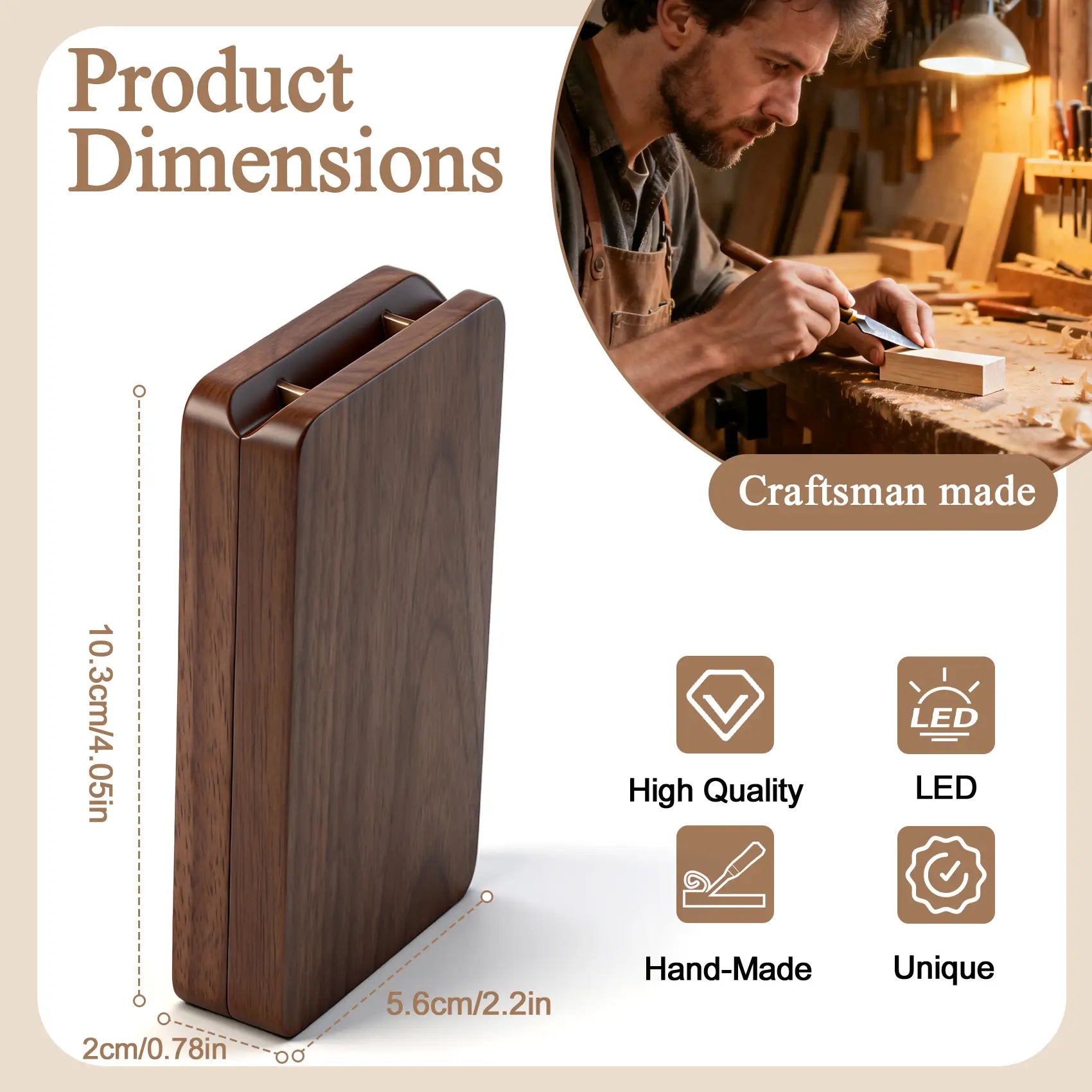 LED ring box size specification chart - product dimensions and measurements