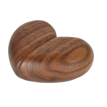 Walnut wood heart-shaped ring box closed - magnetic single slot proposal engagement ring box