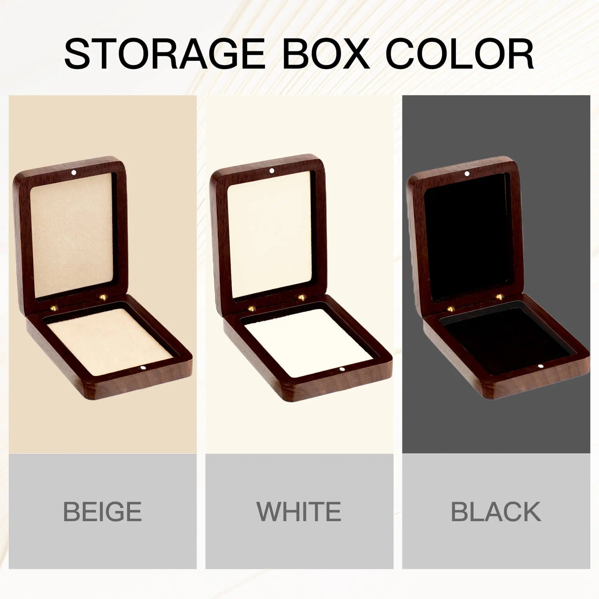 Vintage wooden medal box three interior lining color options - microfiber cushion color variations